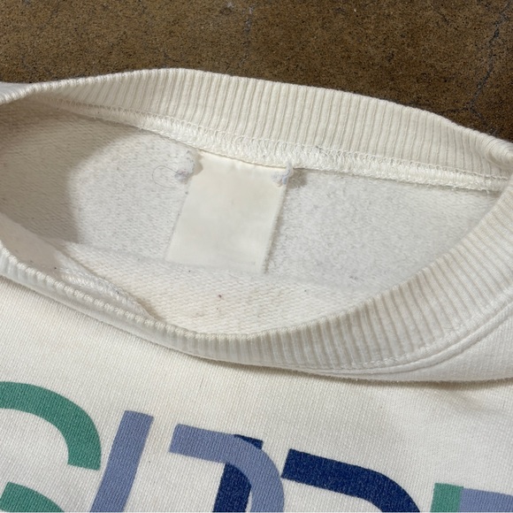 Vintage Esprit White Pullover Sweatshirt Long Sleeve with Multicolor Logo 90s - Picture 8 of 9